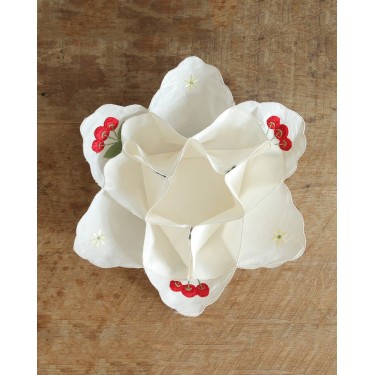 Βαμβακερό Κάλυμμα Ψωμιέρας με Σχέδιο Φρούτα & Λουλούδια One Size Εκρού