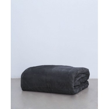 Βελουτέ Μονόχρωμη Κουβέρτα Voras σε 7 Αποχρώσεις Super Υπέρδιπλη (240x260cm) Ανθρακί