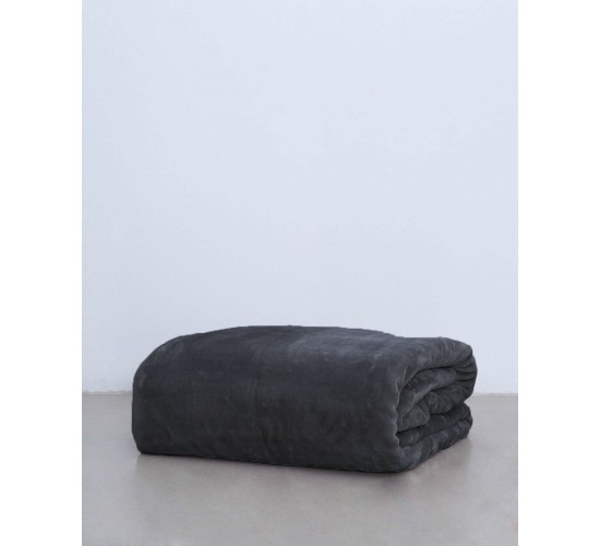 Βελουτέ Μονόχρωμη Κουβέρτα Voras σε 7 Αποχρώσεις Super Υπέρδιπλη (240x260cm) Ανθρακί
