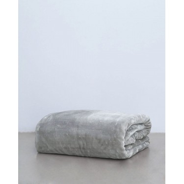 Βελουτέ Μονόχρωμη Κουβέρτα Voras σε 7 Αποχρώσεις Super Υπέρδιπλη (240x260cm) Γκρι απαλό