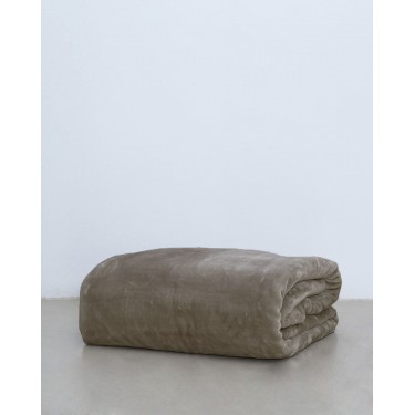 Βελουτέ Μονόχρωμη Κουβέρτα Voras σε 7 Αποχρώσεις Super Υπέρδιπλη (240x260cm) Γκρι - Μπεζ