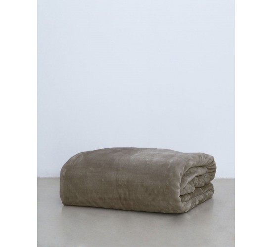 Βελουτέ Μονόχρωμη Κουβέρτα Voras σε 7 Αποχρώσεις Super Υπέρδιπλη (240x260cm) Γκρι - Μπεζ