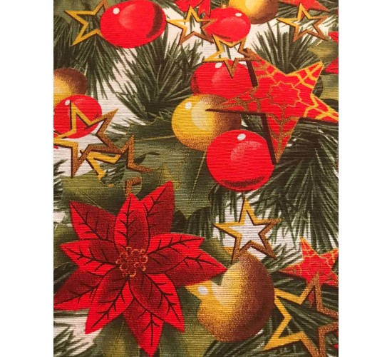 Ύφασμα Χριστουγεννιάτικο Σχέδιο Λονέτα Christmas Garland Φ280cm Multi