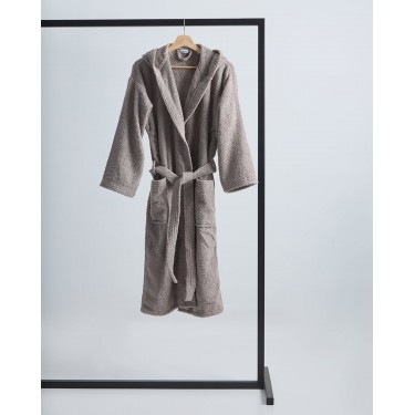 Unisex Βαμβακερό Πετσετέ Μονόχρωμο Μπουρνούζι με Κουκούλα Adore Small Άμμου