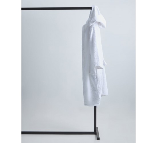 Unisex Βαμβακερό Πετσετέ Λευκό Μπουρνούζι με Κουκούλα Adore Large