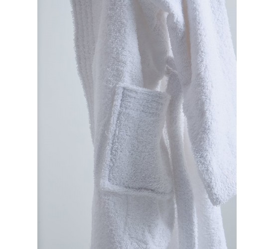 Unisex Βαμβακερό Πετσετέ Λευκό Μπουρνούζι με Κουκούλα Adore Large