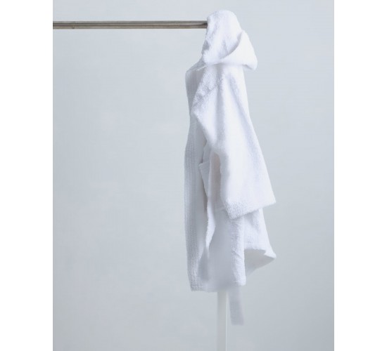 Unisex Βαμβακερό Πετσετέ Λευκό Μπουρνούζι με Κουκούλα Adore Large