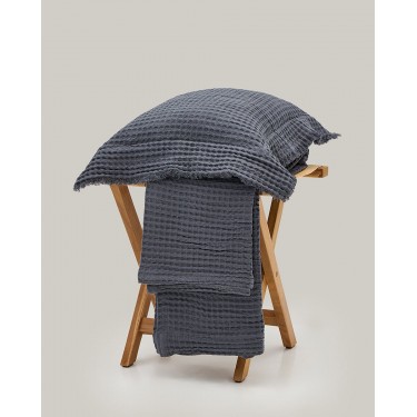 3D Καλοκαιρινή Βαμβακερή Πικέ Κουβέρτα Ριχτάρι Pereira σε 8 Αποχρώσεις Υπέρδιπλη (230x260cm) Γκρι Σκούρο