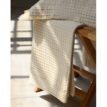 3D Καλοκαιρινή Βαμβακερή Πικέ Κουβέρτα Ριχτάρι Pereira σε 8 Αποχρώσεις Μονή (170x260cm) Μπεζ