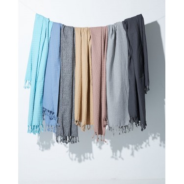 3D Βαμβακερή Πικέ Πετσέτα Παρεό Pereira σε 7 Αποχρώσεις Παρεό | 90x170cm Μαύρο