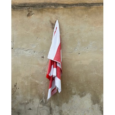 Βαμβακερή Βελουτέ Ζακάρ Πετσέτα Μπάνιου Jia 90x165cm Κόκκινο