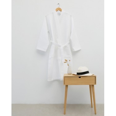 3D Πικέ Cotton Waffle Unisex Μπουρνούζι Fitz 280gsm Large Άσπρο