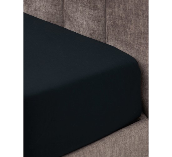 Microsilk Μονόχρωμο Σεντόνι με Λάστιχο Oscar 6 Αποχρώσεις Υπέρδιπλη (160x200 40cm) Μαύρο