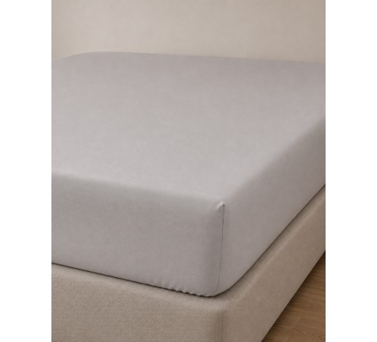 Microsilk Μονόχρωμο Σεντόνι με Λάστιχο Oscar 6 Αποχρώσεις Υπέρδιπλη (160x200 40cm) Γκρι - Μπεζ