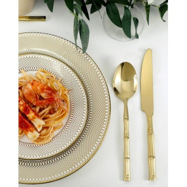 Ανοξείδωτο Μαχαίρι Φαγητού Λαβή Σχέδιο Bamboo Cami Χρυσό