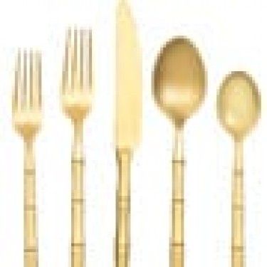 Ανοξείδωτο Πιρούνι Γλυκού Λαβή Σχέδιο Bamboo Cami Χρυσό