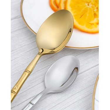 Ανοξείδωτο Κουτάλι Γλυκού Λαβή Σχέδιο Bamboo Cami Χρυσό