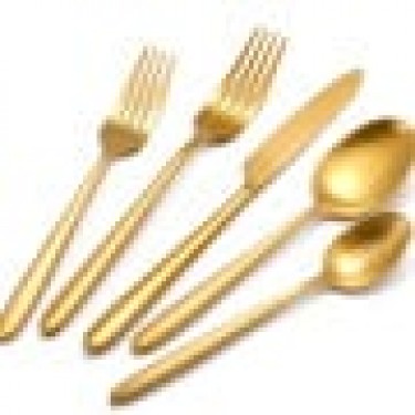 Ανοξείδωτο Πιρούνι Φαγητού Ματ Υφή Demy Χρυσό