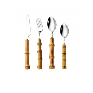 Ανοξείδωτο Μαχαίρι Φαγητού Λαβή από Bamboo Polly Ασημί