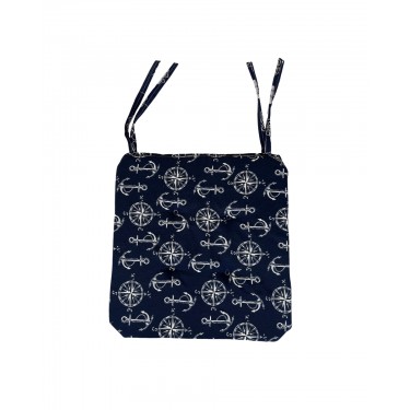 Λονέτα Τετράγωνο Μαξιλάρι Καρέκλας Angira 45x45cm 45x45 2cm Μπλε Σκούρο