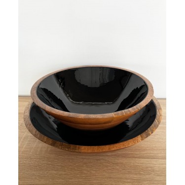 Στρογγυλό Ξύλινο Μπολ Σερβιρίσματος Tabia Μικρό Μαύρο