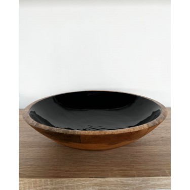 Στρογγυλό Ξύλινο Μπολ Σερβιρίσματος Tabia Μικρό Μαύρο