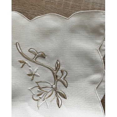 Πετσέτα Φαγητού Κέντημα Λουλούδι Zuriel 44x44cm 44x44cm Εκρού