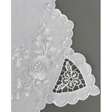 Βαμβακερό Πετσετάκι Γλυκού με Ανεβατό Κέντημα & Γλώσσες Vento 30x30cm 30x30cm Άσπρο