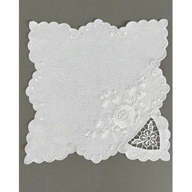 Βαμβακερό Πετσετάκι Γλυκού με Ανεβατό Κέντημα & Γλώσσες Vento 30x30cm 30x30cm Άσπρο