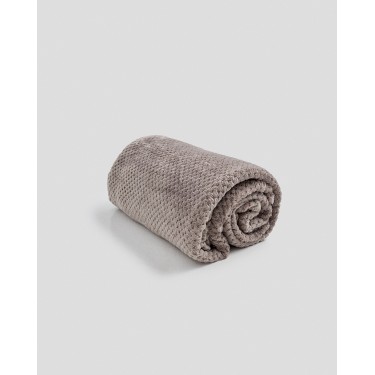 Βελουτέ Κουβέρτα Ανάγλυφη Coral Fleece Minthi 150x210cm Υπέρδιπλη (200x230cm) Γκρι - Μπεζ