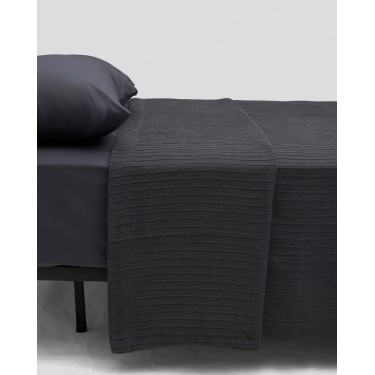 Ζακάρ Κουβέρτα Ανάγλυφη Ρίγα Esperinos Super Υπέρδιπλη Ανθρακί