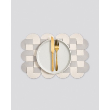 Δίχρωμο Πλεκτό Σουπλά από Δερματίνη Lorum Des.1 One Size (29x41cm) Εκρού