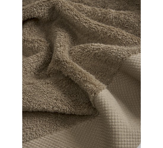 Βαμβακερή Πετσέτα με Φαρδιά Πικέ Φάσα Capital 700gsm Μπάνιου | 65x135cm Γκρι - Μπεζ