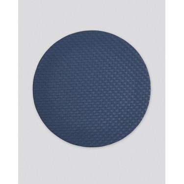 Δίχρωμο Στρογγυλό Πλεκτό Σουπλά από Δερματίνη Lorum Des.3 One Size (38cm) Μπλε