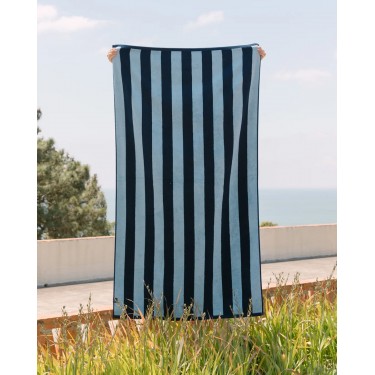 Βαμβακερή Ριγέ Πετσέτα Μπάνιου Akro 90x170cm Θαλάσσης | 90x170cm Σιέλ
