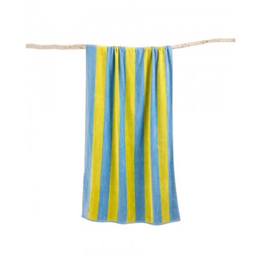 Βαμβακερή Ριγέ Πετσέτα Μπάνιου Akro 90x170cm Θαλάσσης | 90x170cm Κίτρινο