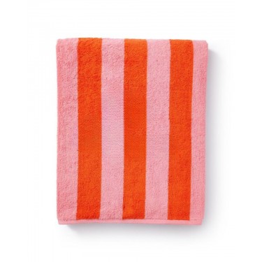 Βαμβακερή Ριγέ Πετσέτα Μπάνιου Akro 90x170cm Θαλάσσης | 90x170cm Ροζ