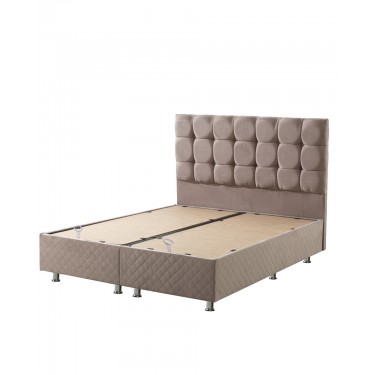 Κρεβάτι με Κεφαλάρι & Βάση με Αποθηκευτικό Χώρο με Ύφασμα Βελουτέ  Channel Υπέρδιπλη (160x200cm) Μπεζ