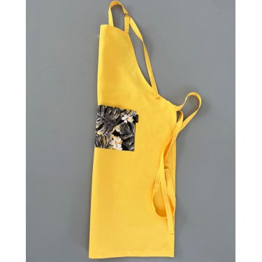 Κίτρινη Ποδιά Μπούστο με Εμπριμέ Τσέπη Panama Μπούστο (66x96cm)