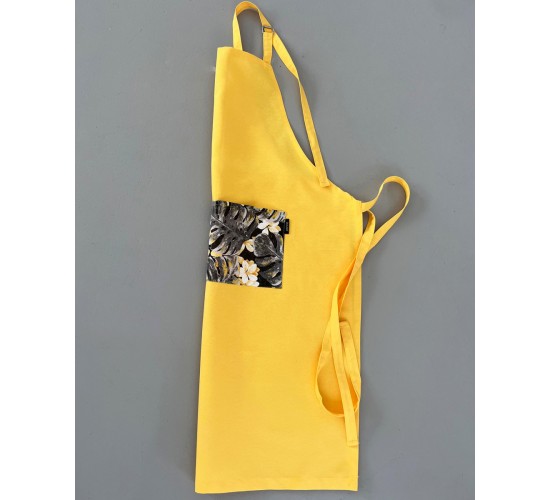 Κίτρινη Ποδιά Μπούστο με Εμπριμέ Τσέπη Panama Μπούστο (66x96cm)