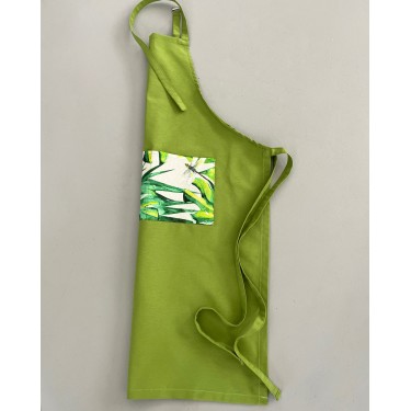 Πράσινη Ποδιά Μπούστο με Εμπριμέ Τσέπη Panama Μπούστο (66x96cm)