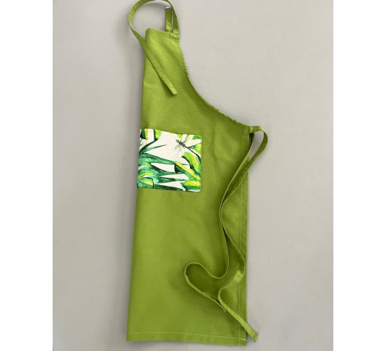 Πράσινη Ποδιά Μπούστο με Εμπριμέ Τσέπη Panama Μπούστο (66x96cm)