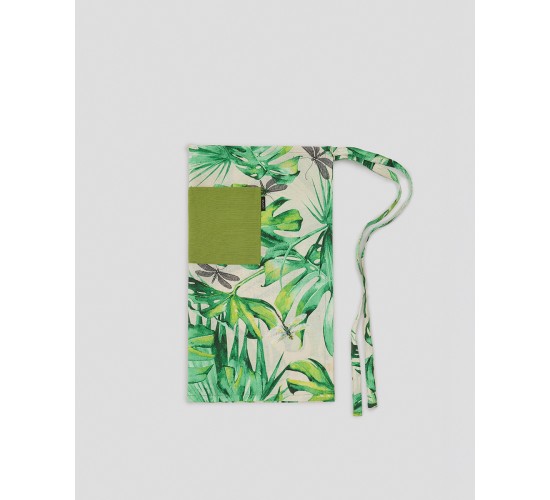 Εμπριμέ Ποδιά Μέσης με Πράσινη Τσέπη Palmeras Μέσης (61x65cm)