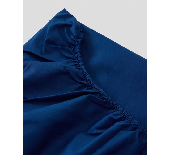 Βαμβακερό Blue Navy Σεντόνι με Λάστιχο Zonar Υπέρδιπλη (160x200 35cm) Μπλε Navy