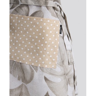 Εμπριμέ Ποδιά Μέσης με Πουά Τσέπη Monstera Μέσης (55x68cm)