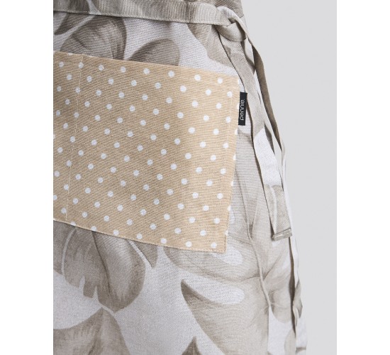 Εμπριμέ Ποδιά Μέσης με Πουά Τσέπη Monstera Μέσης (55x68cm)