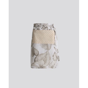 Εμπριμέ Ποδιά Μέσης με Πουά Τσέπη Monstera Μέσης (55x68cm)