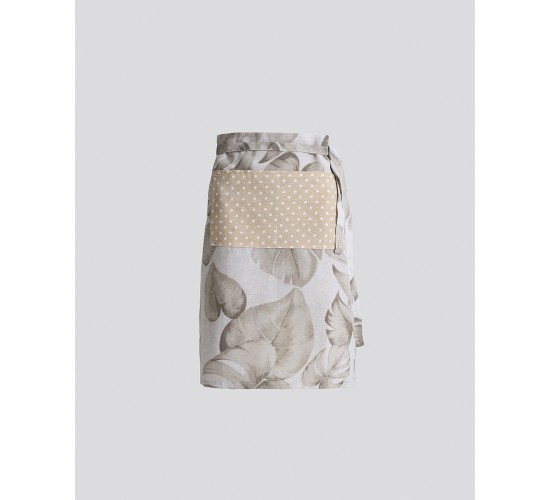 Εμπριμέ Ποδιά Μέσης με Πουά Τσέπη Monstera Μέσης (55x68cm)