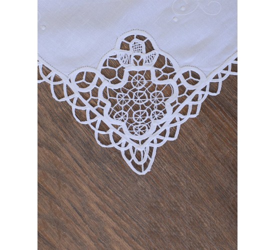 Βαμβακερό Λευκό Πετσετάκι με Δαντέλα Κηπούρ 40x40cm 40x40cm Άσπρο