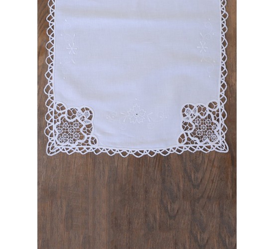 Βαμβακερό Λευκό Πετσετάκι με Δαντέλα Κηπούρ 40x40cm 40x40cm Άσπρο